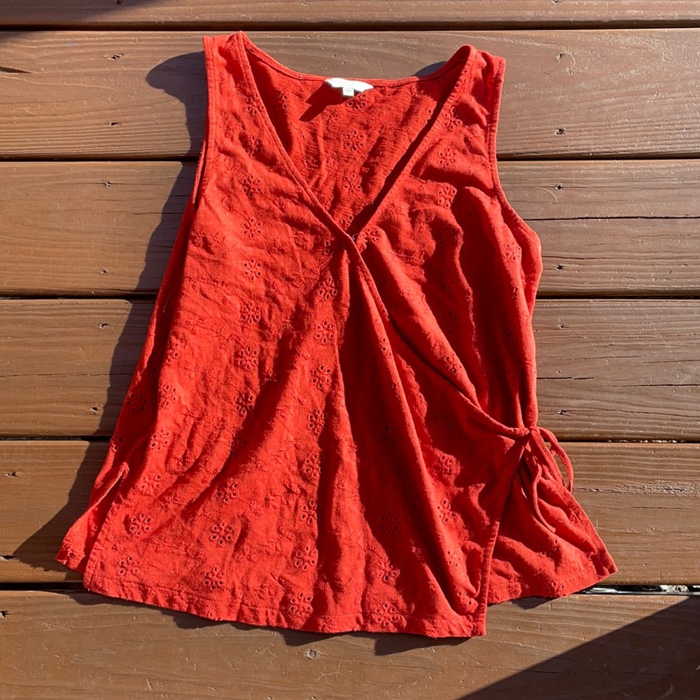 Lucky Brand Wrap front top, rust color, size medium
